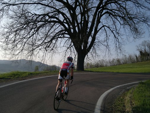 Seba davanti alla quercia sulle rampe di Badolo